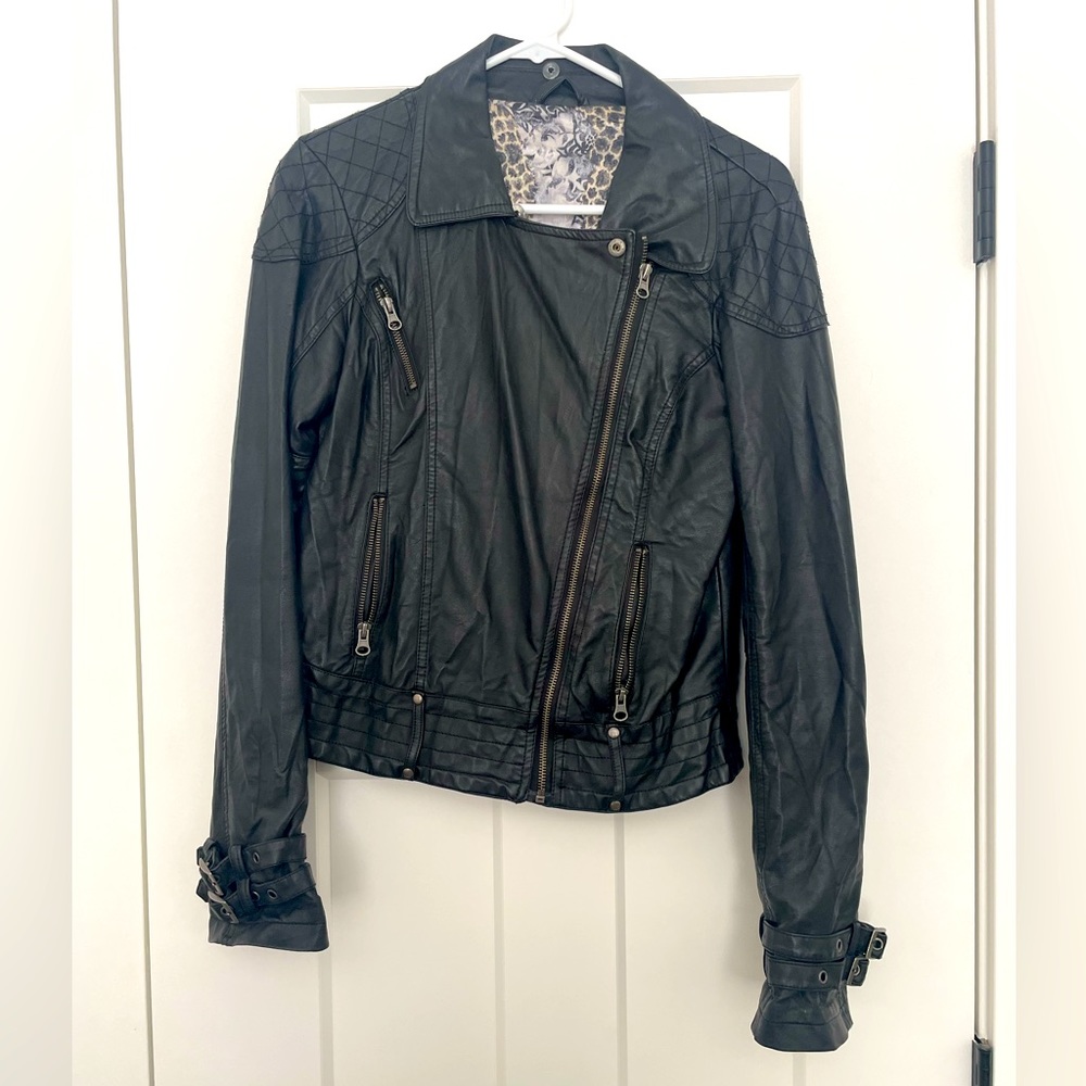 Black faux leather jacket